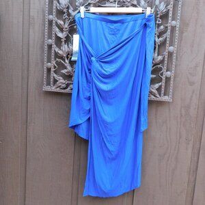 KENSIE XL Royal Blue Assym Elastic Waist Skirt NEW
